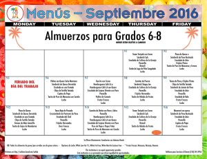 Menús – Septiembre 2016