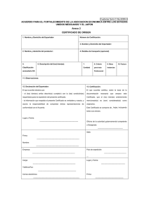 Customs form C No.5290-3 ACUERDO PARA EL