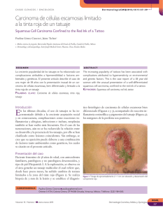 Carcinoma de células escamosas limitado a la tinta roja de un tatuaje