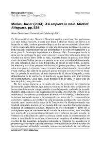 Marías, Javier (2014). As` empieza lo malo. Madrid: Alfaguara, pp. 534