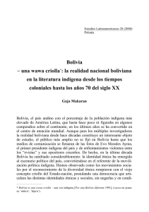 Bolivia – una wawa criolla *: la realidad nacional boliviana en la