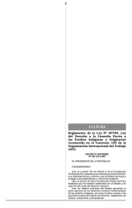 Reglamento de la Ley N° 29785. Ley del Derecho a la Consulta