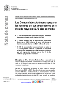 Las Comunidades Autónomas pagaron las facturas de sus