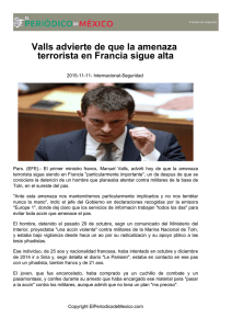 Valls advierte de que la amenaza terrorista en Francia sigue alta