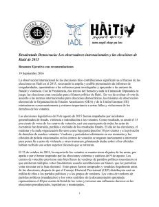 Los observadores internacionales y las elecciónes de Haití de 2015