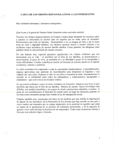 CARTA DE LOS OBISPOS HISPANOS/LATINOS A LOS