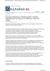 Concapa lamenta la "desmesurada" sanción impuesta por la Junta