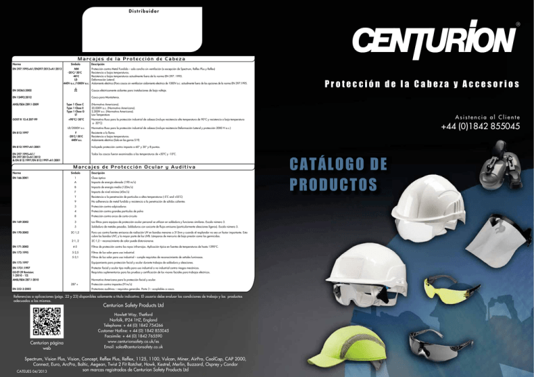 catálogo de productos Centurion Safety Products