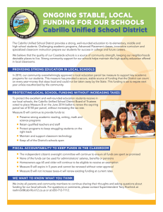 ONGOING STABLE, LOCAL FUNDING FOR OUR SCHOOLS
