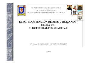 electroobtención de zinc utilizando celda de electrodialisis