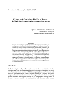 Writing with Conviction: The Use of Boosters in Modelling
