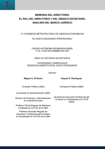 memoria del directorio. el rol del directorio y del sindico societario