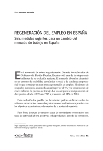 Regeneración del empleo en España. Seis medidas urgentes para