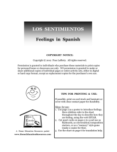 los sentimientos - Printable Spanish