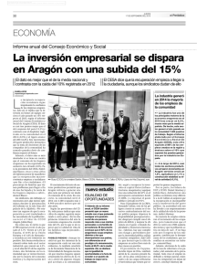La inversión empresarial se dispara en Aragón con una subida del