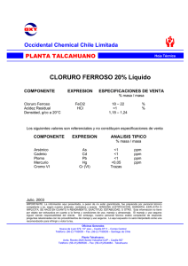 CLORURO FERROSO 20% Líquido