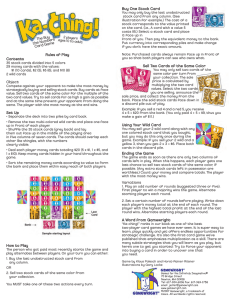 Rules of Play Contents Object Set Up How to Play Buy