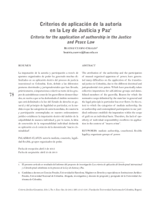 Criterios de aplicación de la autoría en la Ley de Justicia y Paz1