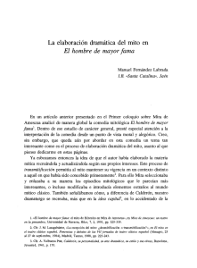 pdf La elaboración dramática del mito en "El hombre de mayor fama"