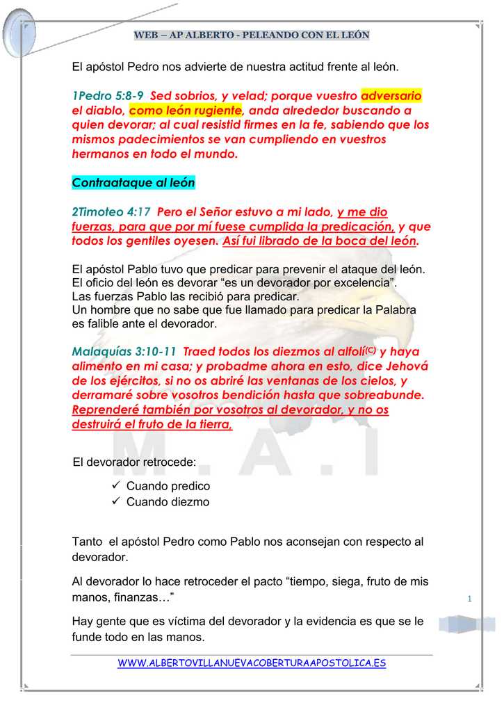 El Apóstol Pedro Nos Advierte De Nuestra Actitud Frente Al León