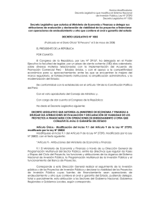 Decreto Legislativo que autoriza al Ministerio de Economía y