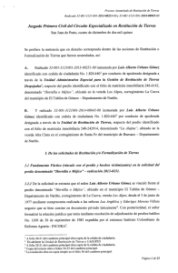 Juzgado Primero Civil del Circuito Especializado en Restitución de