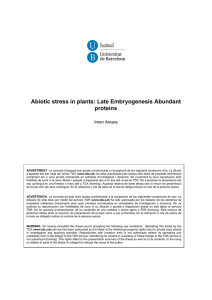 Abiotic stress in plants: Late Embryogenesis Abundant proteins