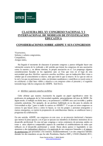 CLAUSURA DEL XV CONGRESO NACIONAL Y I INTERNACIONAL