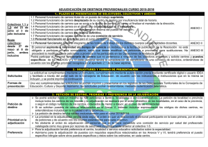 adjudicación de destinos provisionales curso