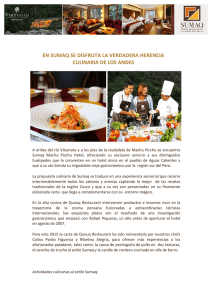 Herencia culinaria - Sumaq Machu Picchu Hotel