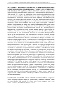 seguro social. régimen transitorio del sistema de pensiones entre