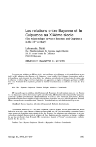Les relations entre Bayonne et le Guipuzcoa au XIXème siècle. IN