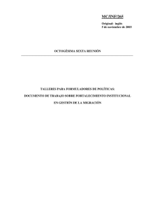 MC/INF/265 - Talleres para Formuladores de Políticas: Documento