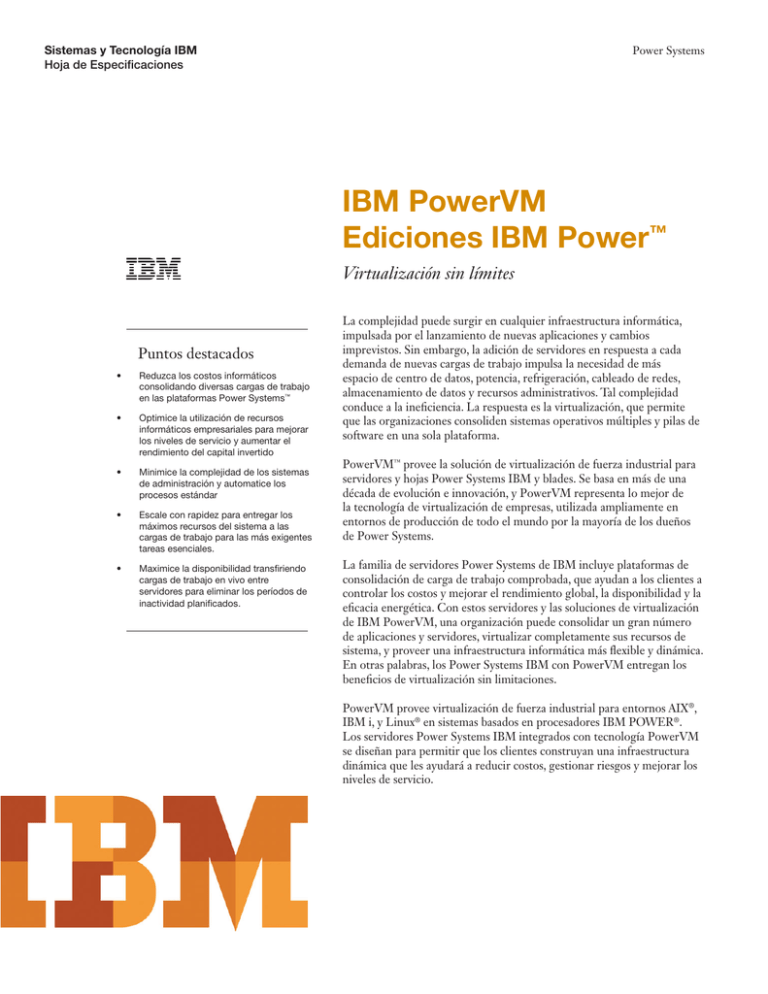 IBM PowerVM Ediciones IBM Power ibm-powervm-ediciones-ibm-power