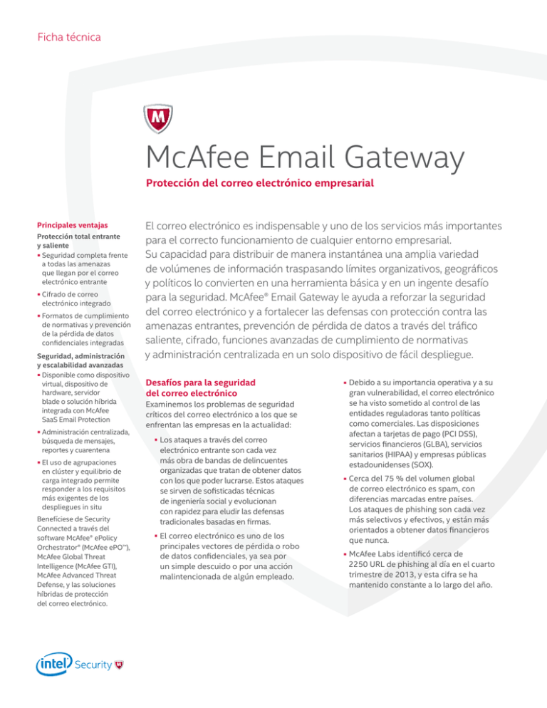 McAfee Email Gateway Ficha T cnica
