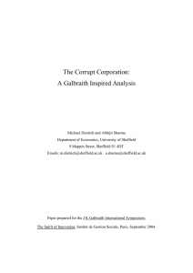 The Corrupt Corporation: A Galbraith Inspired Analysis