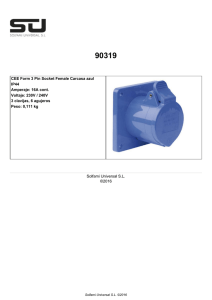 CEE Form 3 Pin Socket Female Carcasa azul IP44 Amperaje: 16A