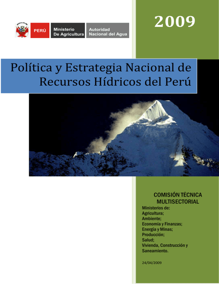 Política Y Estrategia Nacional De Recursos Hídricos Del Perú 