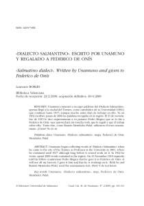 «Dialecto salmantino». Escrito por Unamuno y regalado a Federico