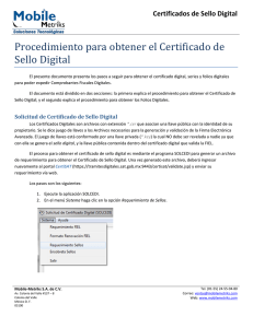 Procedimiento para obtener el Certificado de Sello - Mobile