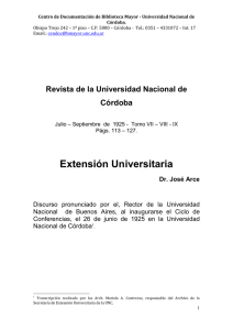 1925 Discurso del Dr. José Arce - Universidad Nacional de Córdoba