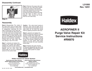 AEROFINER II Purge Valve Repair Kit Service Instructions