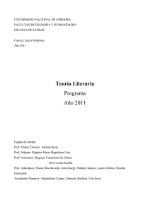 Teoría Literaria Programa Año 2011