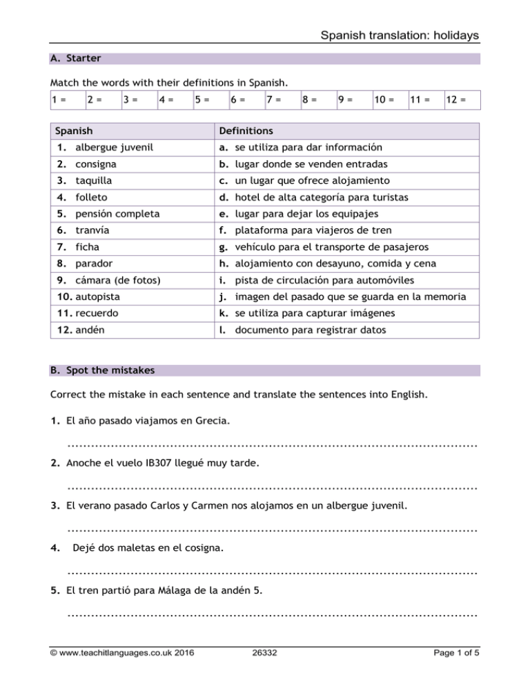 Spanish Translation Holidays