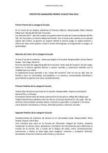 PROYECTOS GANADORES PREMIO VIVALECTURA 2012 Primer