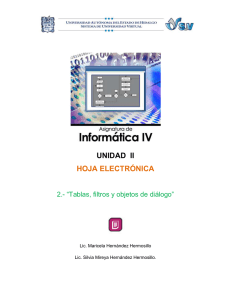 Tablas filtros y objetos de diálogos
