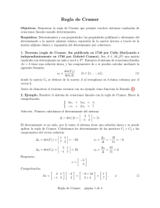 Regla de Cramer - Apuntes y ejercicios de matemáticas, Egor
