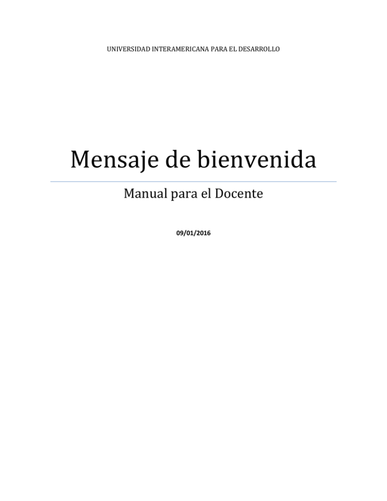 Mensaje De Bienvenida