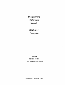 Page 1 Programming Reference Manual KENBAK