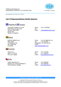 List of Representatives South America
